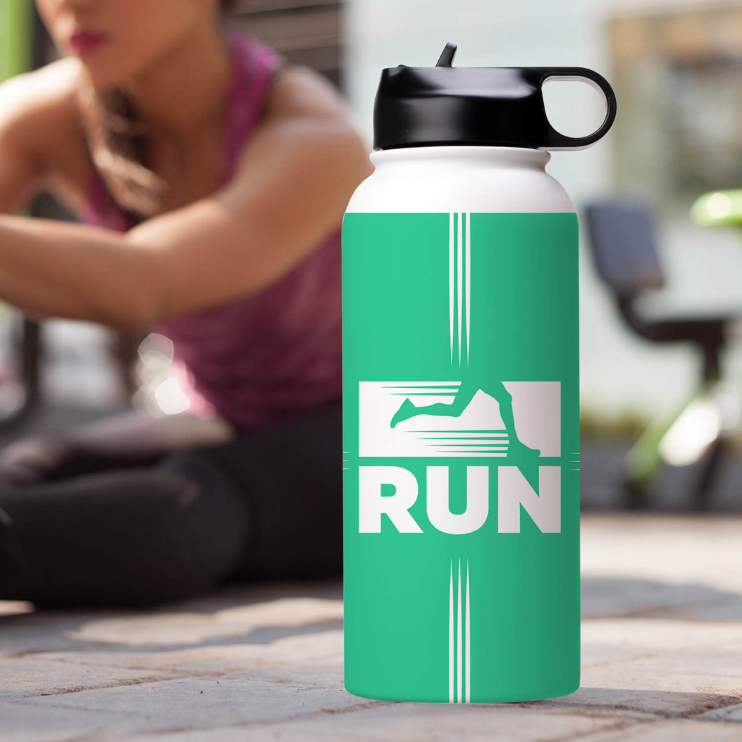 32oz Standard Lid Stainless Steel White Coated Water Bottle