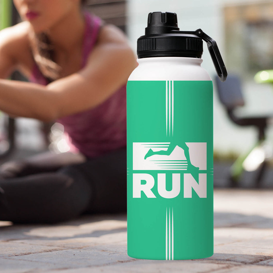 32oz Sport Lid Stainless Steel White Coated Water Bottle 