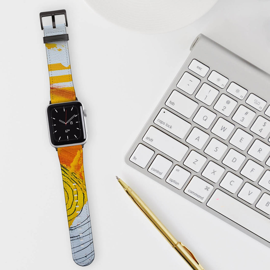 Apple Faux Leather Black Fitting  Watch Strap(38mm)