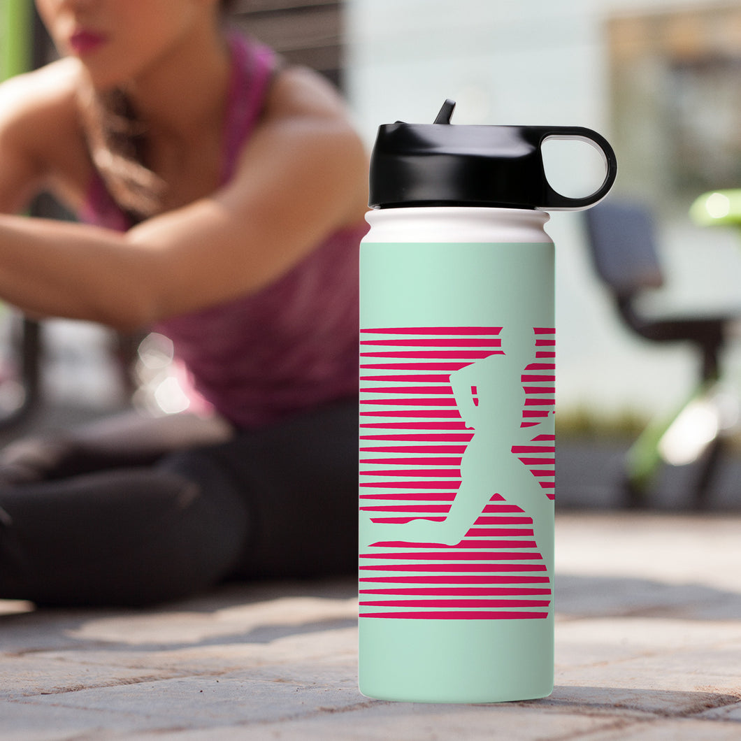 18oz Standard Lid Stainless Steel White Coated Water Bottle
