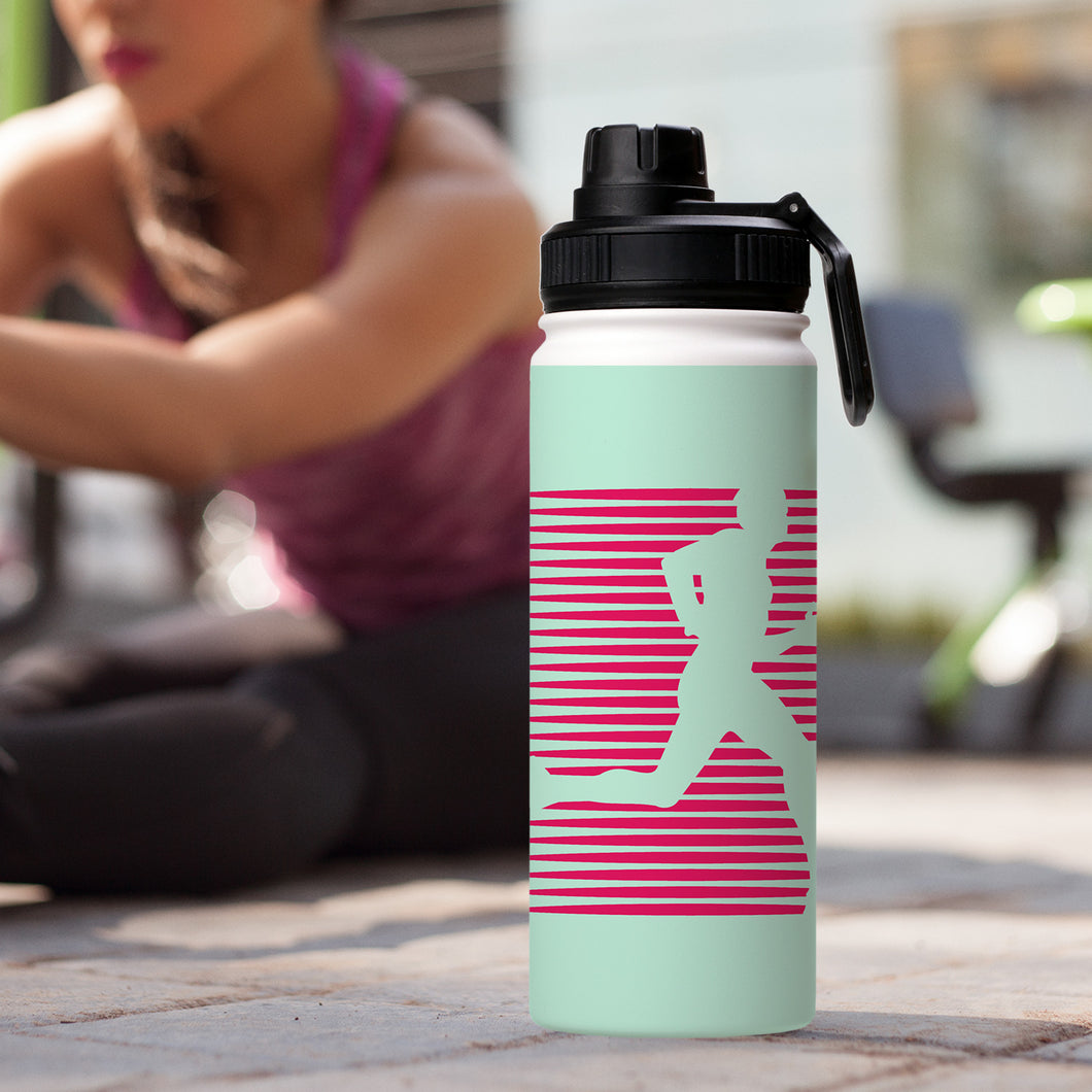 18oz Sport Lid Stainless Steel White Coated Water Bottle
