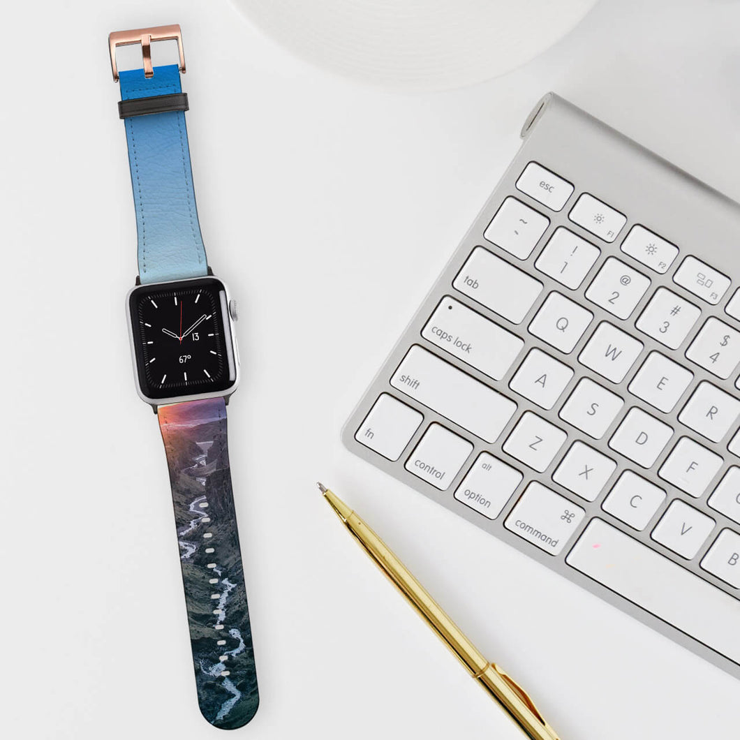Apple Faux Leather Rose Gold Fitting Watch Strap (38mm)