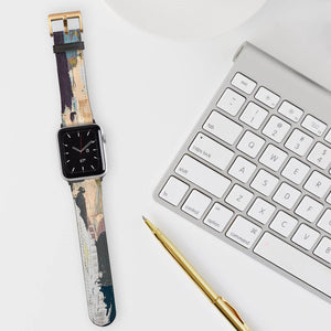 Apple Faux Leather Gold Fitting Watch Strap (38mm)